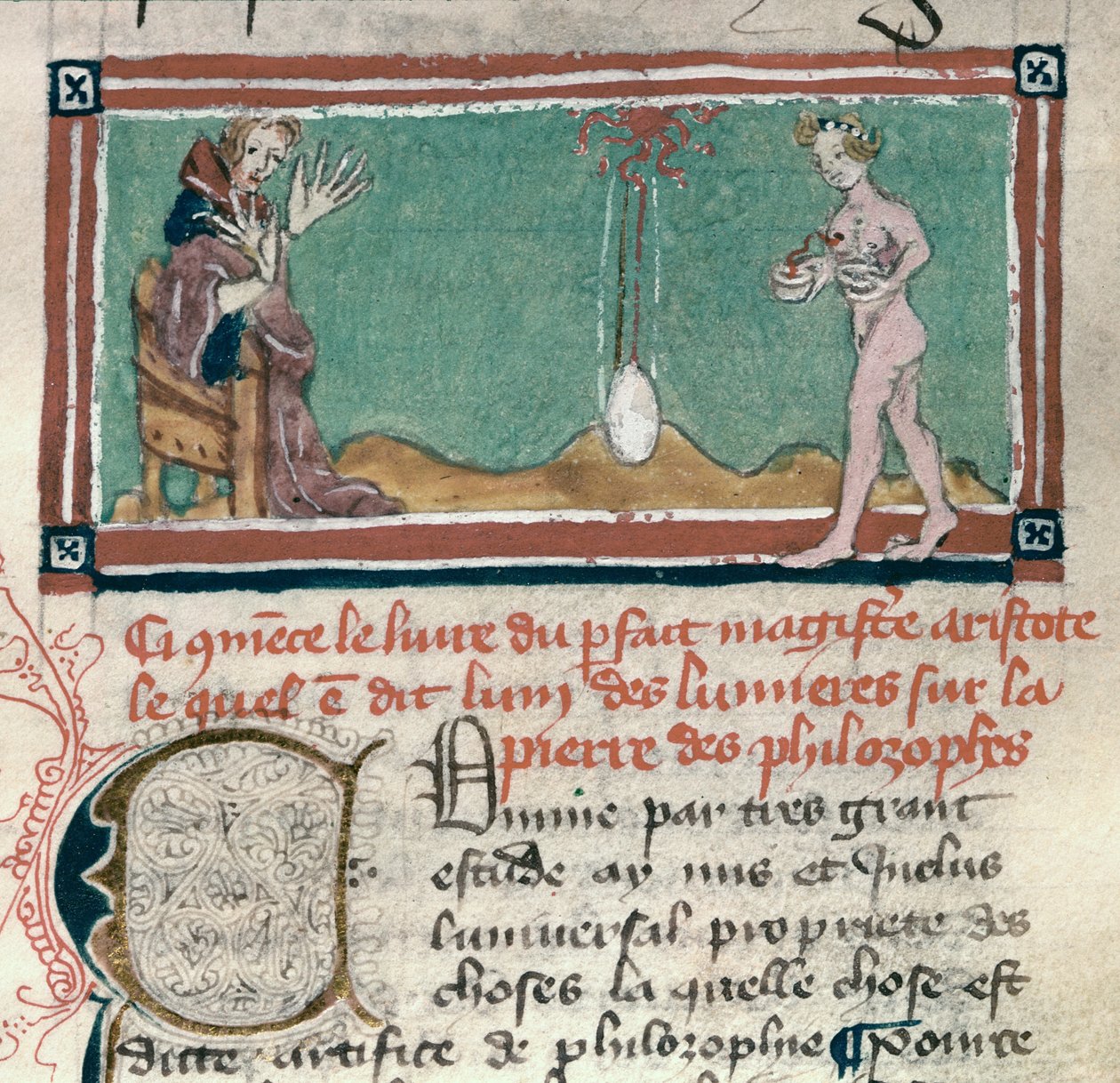 Aristoteles (MÖ 384-322) ve okült metinlerden oluşan bir koleksiyondan Felsefe Taşı by French School