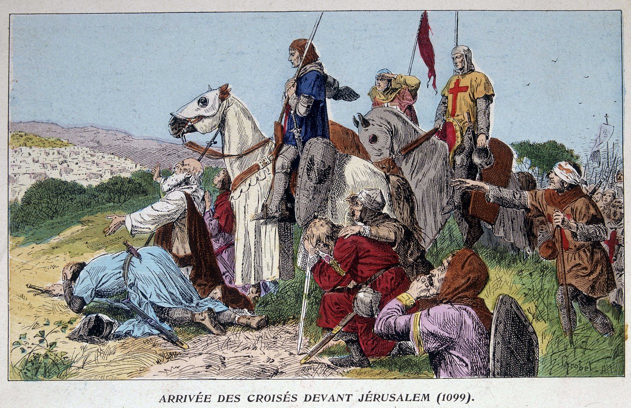 Haçlıların Kudüs'e gelişi (1099) by French School