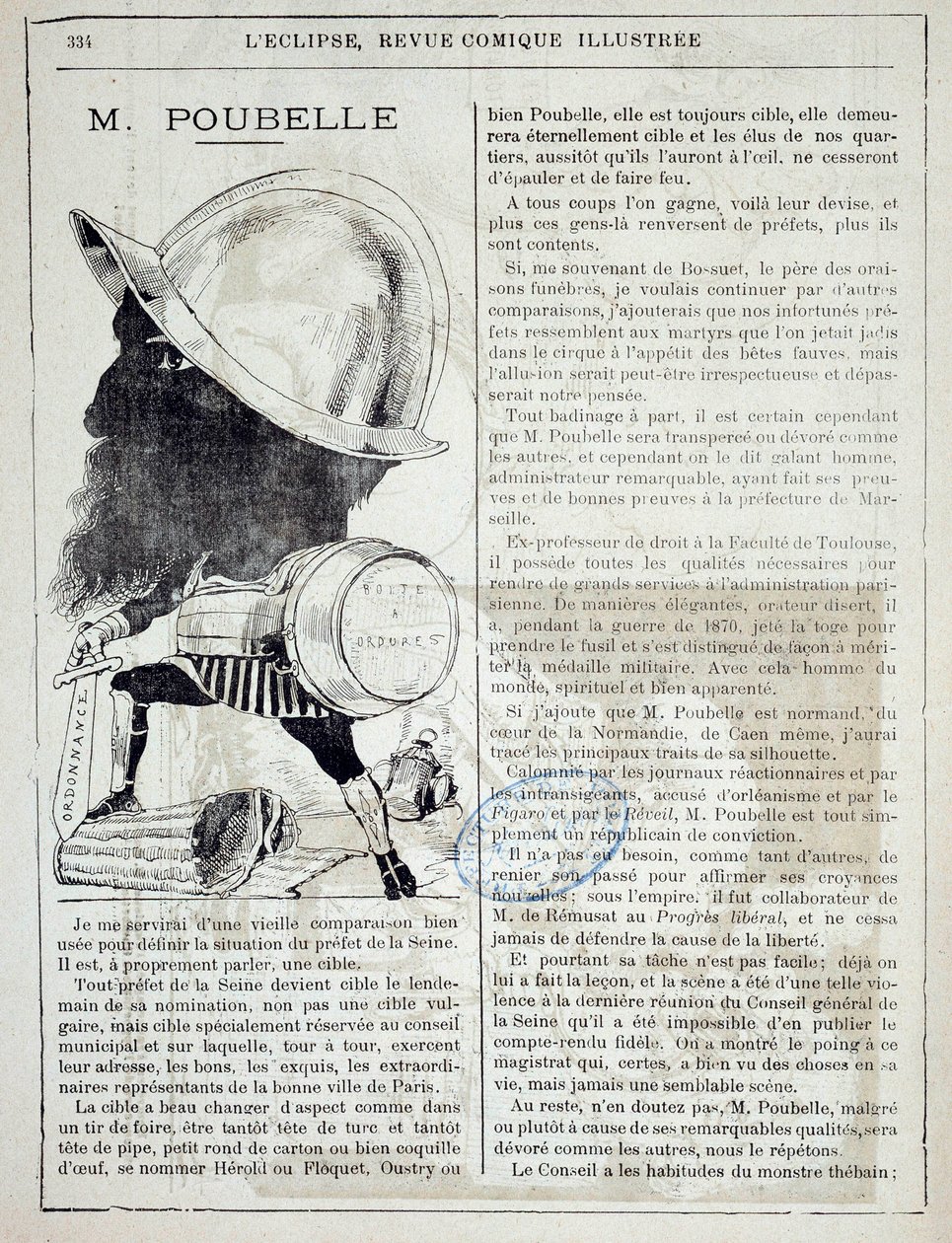 Eugene Poubelle (1831-1907), Seine valisi ve 1884