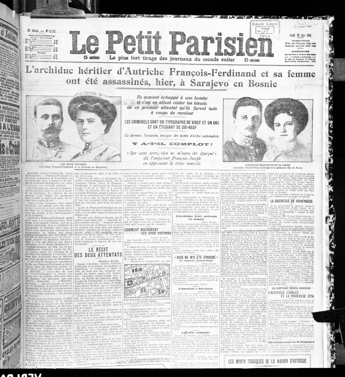 Avusturya Arşidükü Franz Ferdinand (1863-1914) ve eşinin, Le Petit Parisien