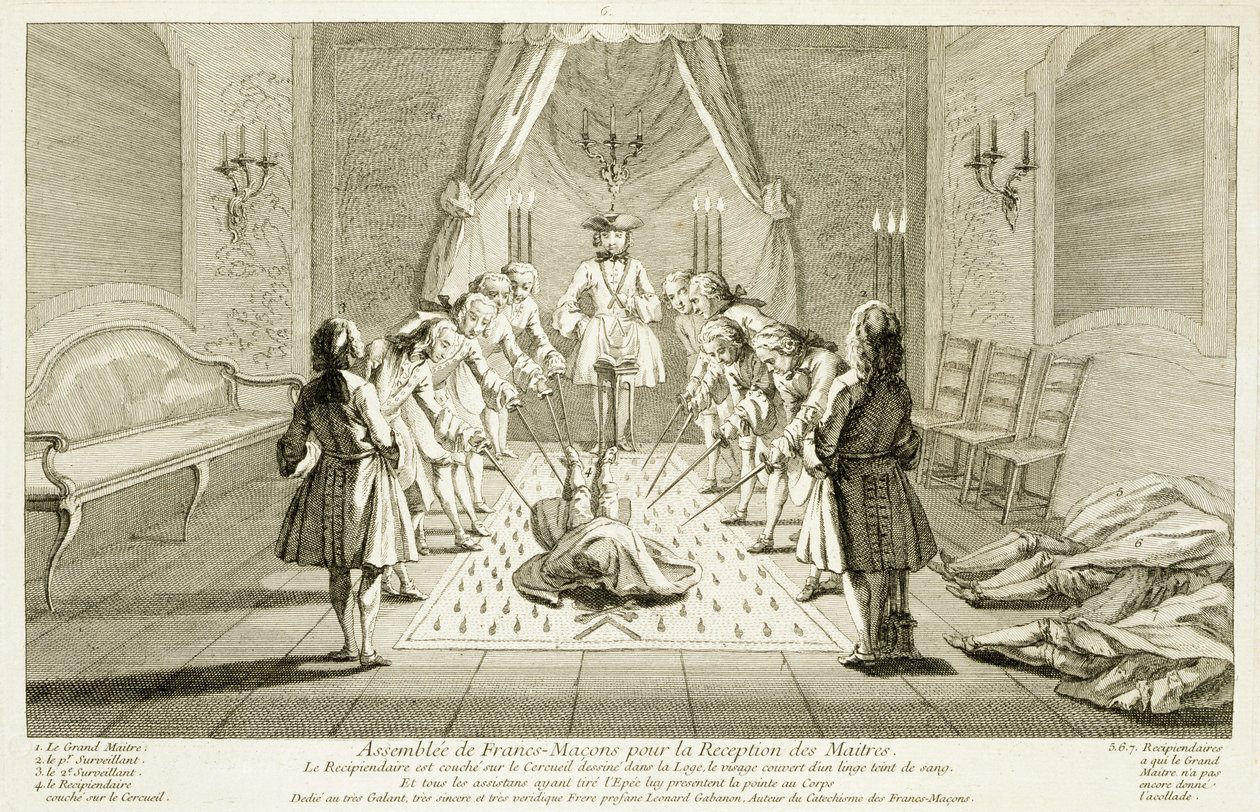 Din ve Gelenek Törenlerinden Bir Ustanın İnisiyasyonu İçin Hür Masonlar Meclisi, c.1733 by French School