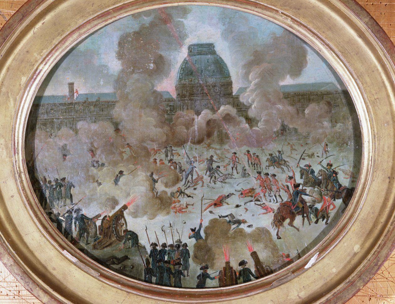 Tuileries Saldırısı, Paris, 10 Ağustos 1792 (tuval üzerine guaj boya) by French School