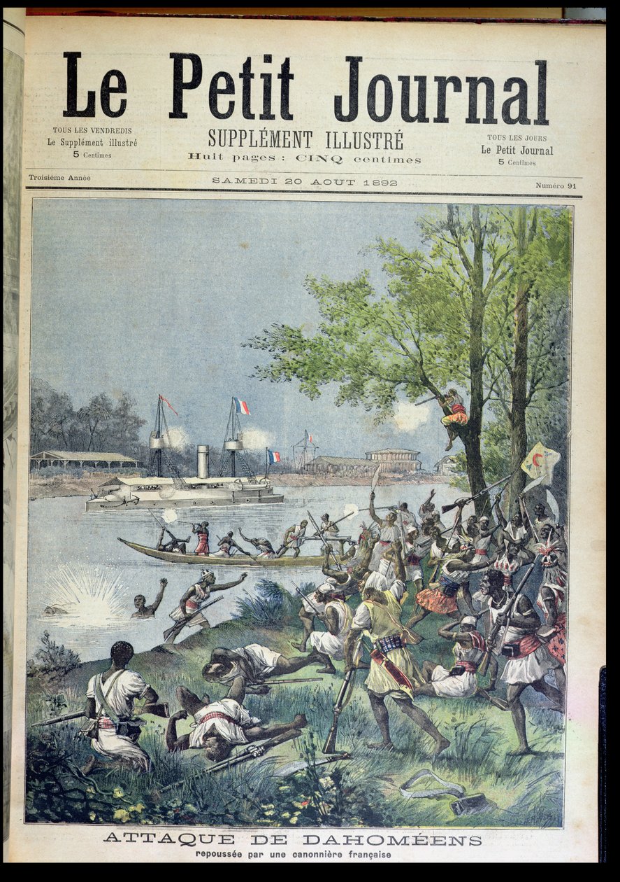 Dahomey Köylülerine Saldırı, Le Petit Journal, 20 Ağustos 1892 by French School