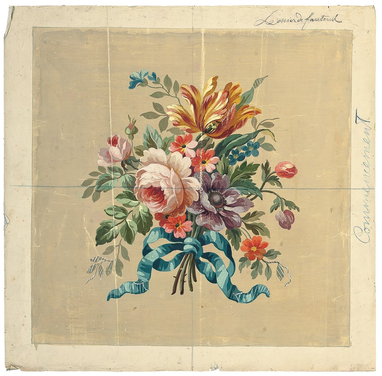 Bir sandalye sırtı için Aubusson tasarımı by French School