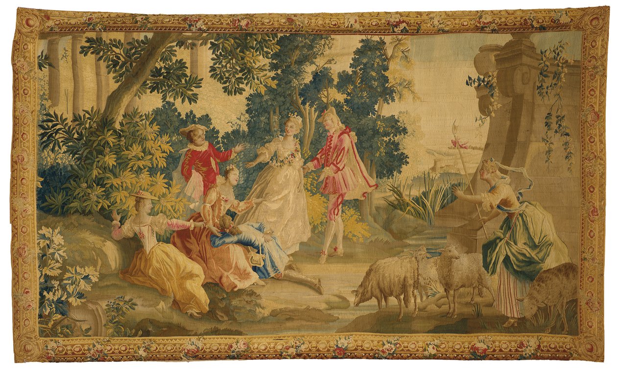 Aubusson pastoral goblen by French School