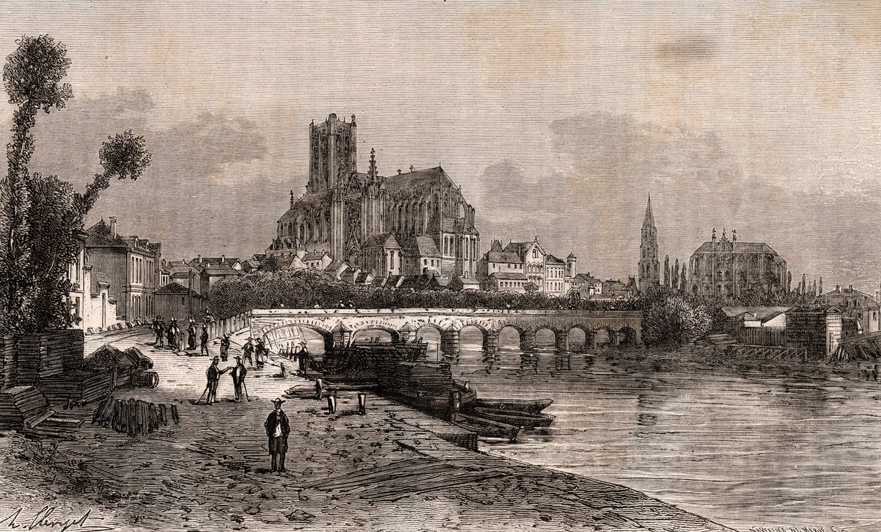 Auxerre - Bourgogne-Franche-Comte - V.A. Malt-Brown tarafından “La France illustrée: coğrafya, tarih, istatistiksel yönetim” de gravür. 1884 by French School