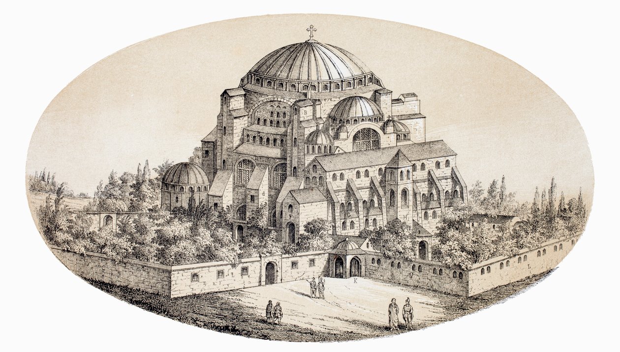 Aya Sofya Camii veya Ayasofya Bazilikası, İstanbul, Türkiye, 19. yüzyılın ortalarından sonra, L