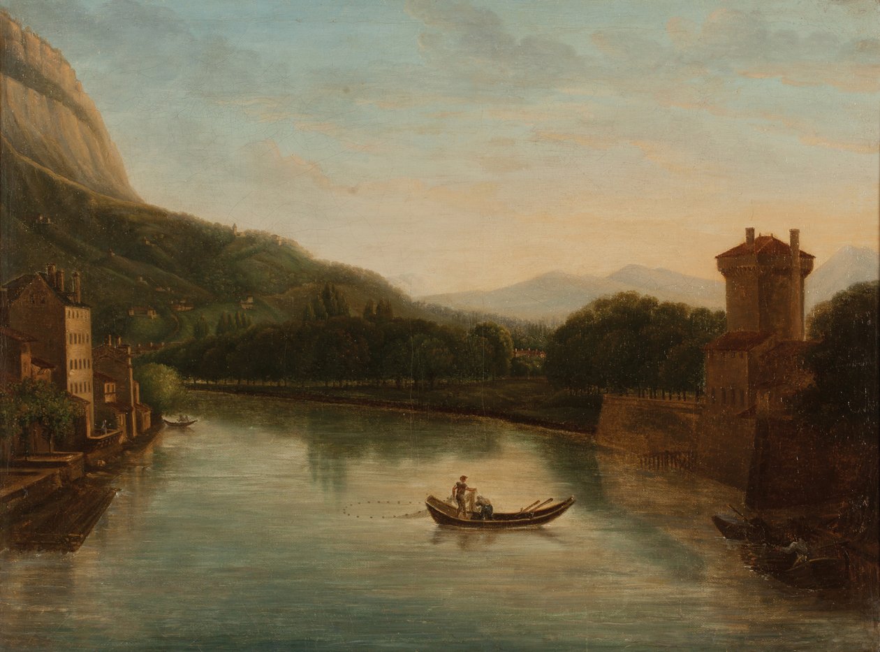 Grenoble'daki Isère Kıyıları (Tuval üzerine yağlıboya) by French School