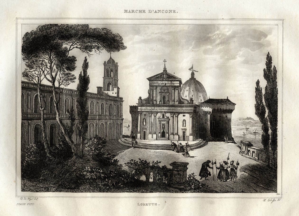 Basilica della Santa Casa - Loreto - Lorette Kutsal Alanı - Loreto - Our Lady of Loreto - Kutsal Loreto Evi veya Nasıra Evi - “” Pitoresk İtalya”dan Gravür - İtalya