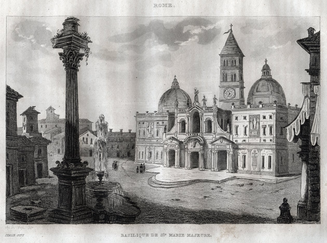 Basilica di Santa Maria Maggiore - Roma - Santa Maria Maggiore Bazilikası (Santa Maria Maggiore Bazilikası) Roma - “” Pitoresk İtalya ””dan Gravür - İtalya