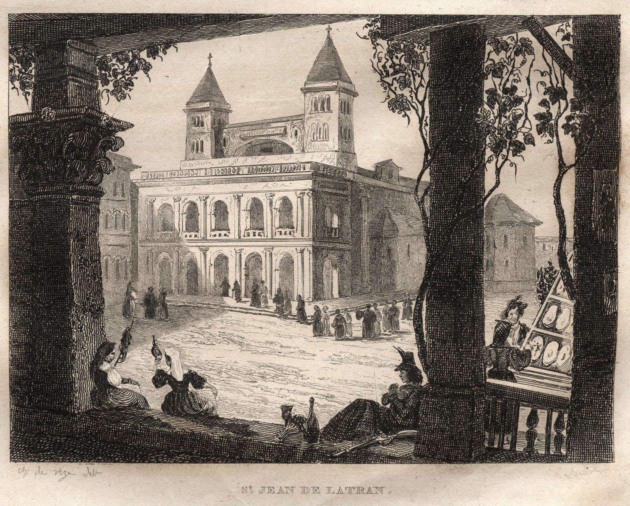 San Giovanni Laterano Bazilikası, Roma - Lateranlı Aziz John - “” Pitoresk İtalya”dan Gravür - İtalya