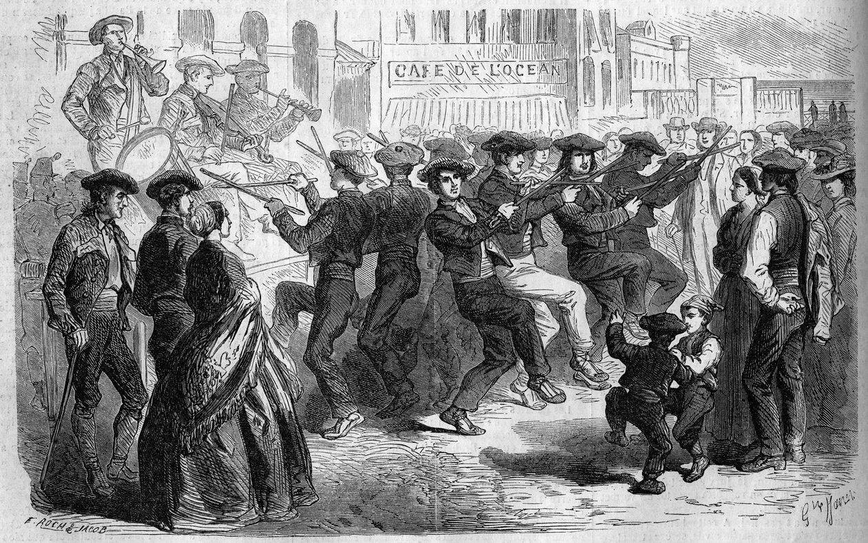 Bask geleneği: Sopaların dansı. Bask Ülkesi by French School
