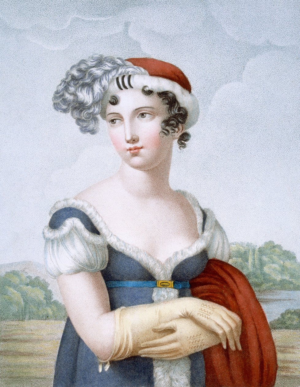 L. Dibart tarafından oyulmuş polonez tarzında giyinmiş güzel bayan by French School