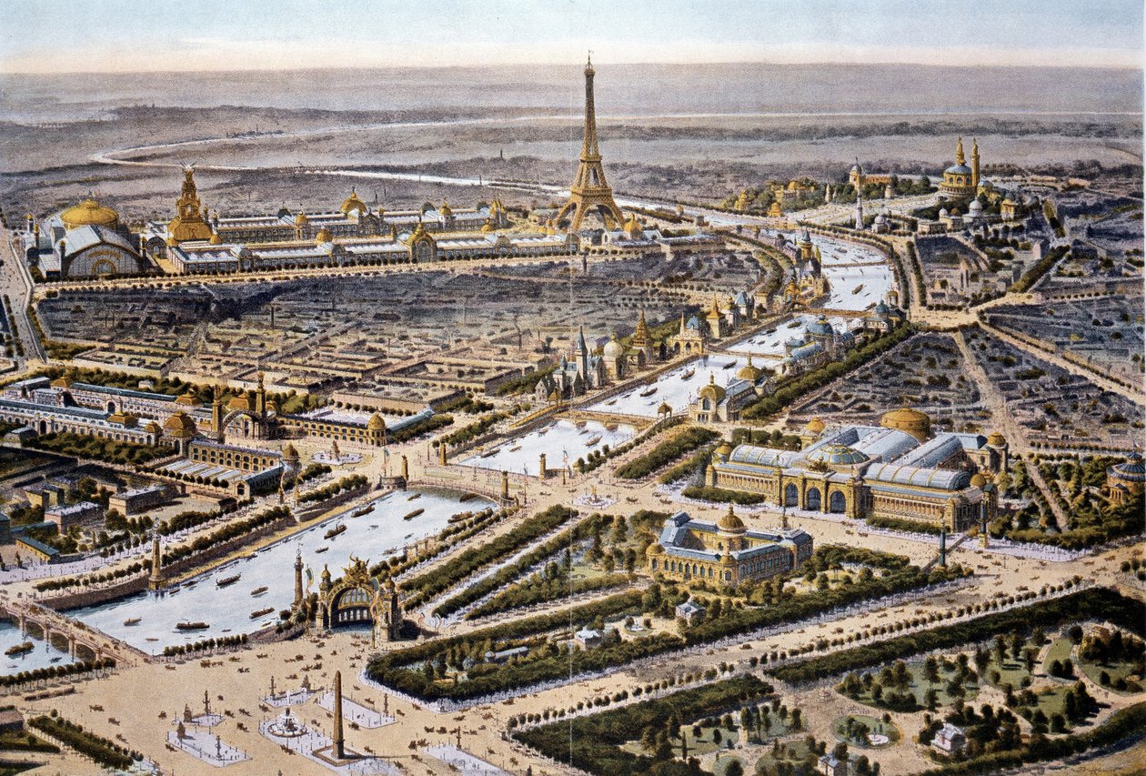 1900 Paris Fuarı'nın kuş bakışı görünümü (kromo) by French School