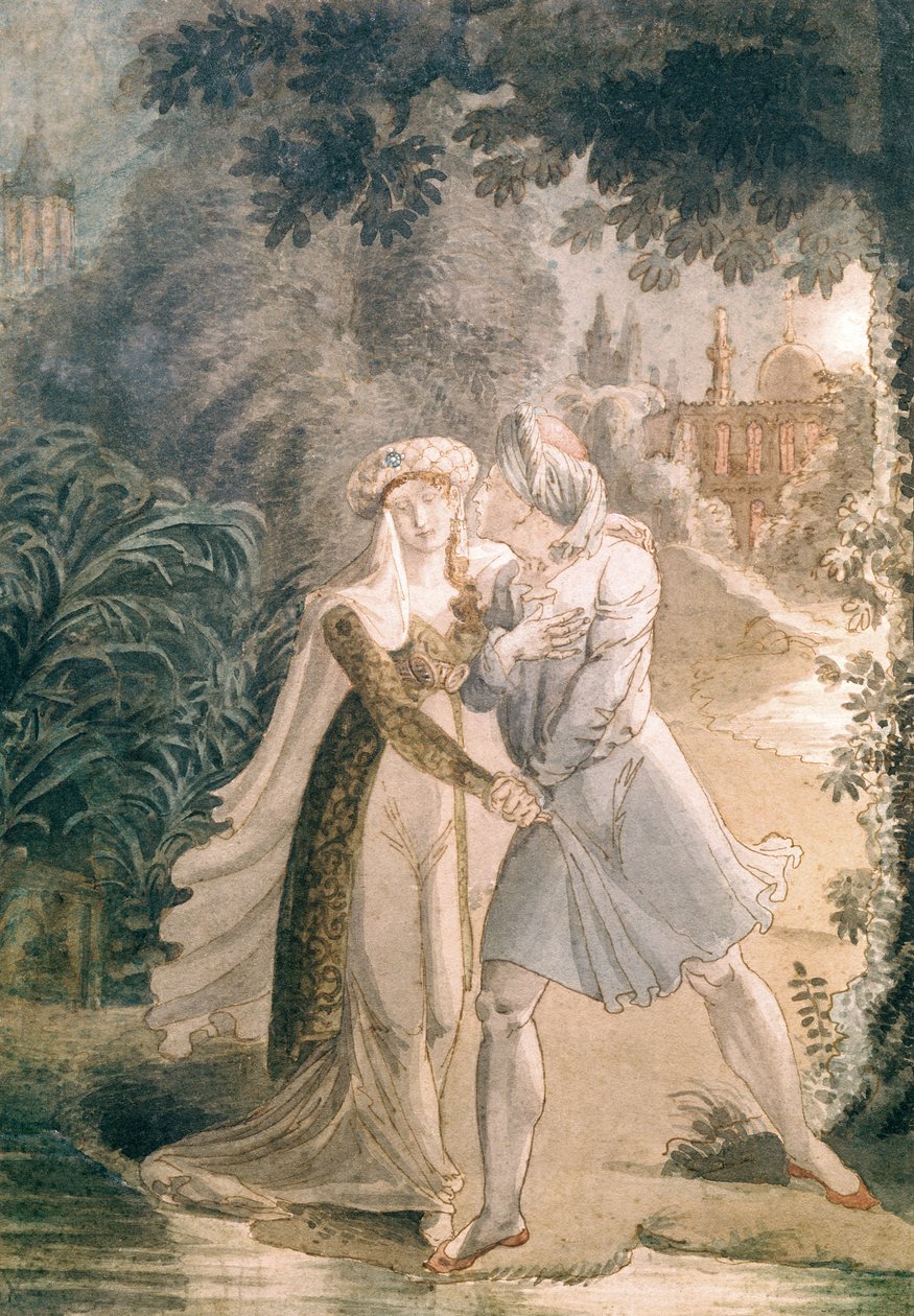 Blanca ve Abon Hamet, Alhambra Bahçelerinde, Francois Rene (1768-1848) tarafından yazılan 