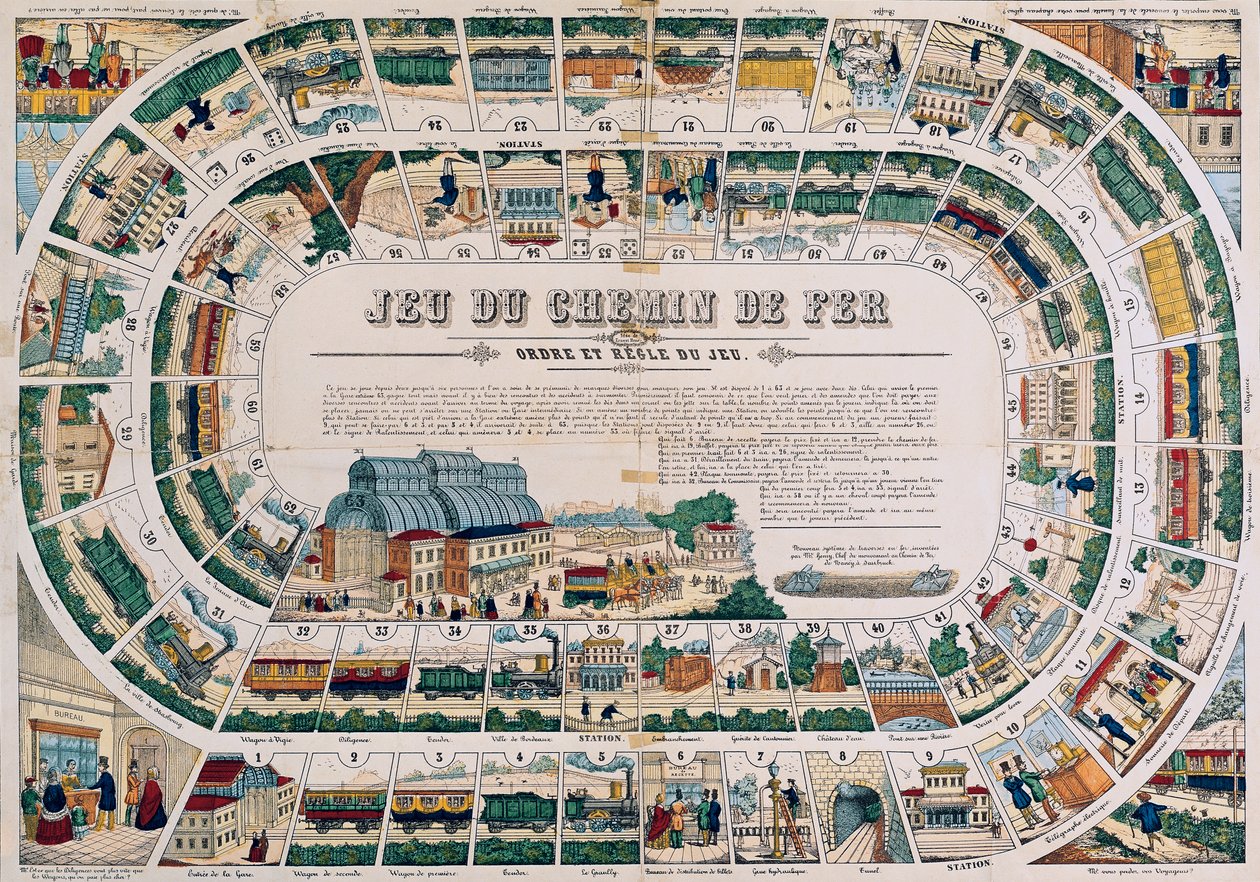 Bir demiryolu oyunu için tahta, 1850 by French School