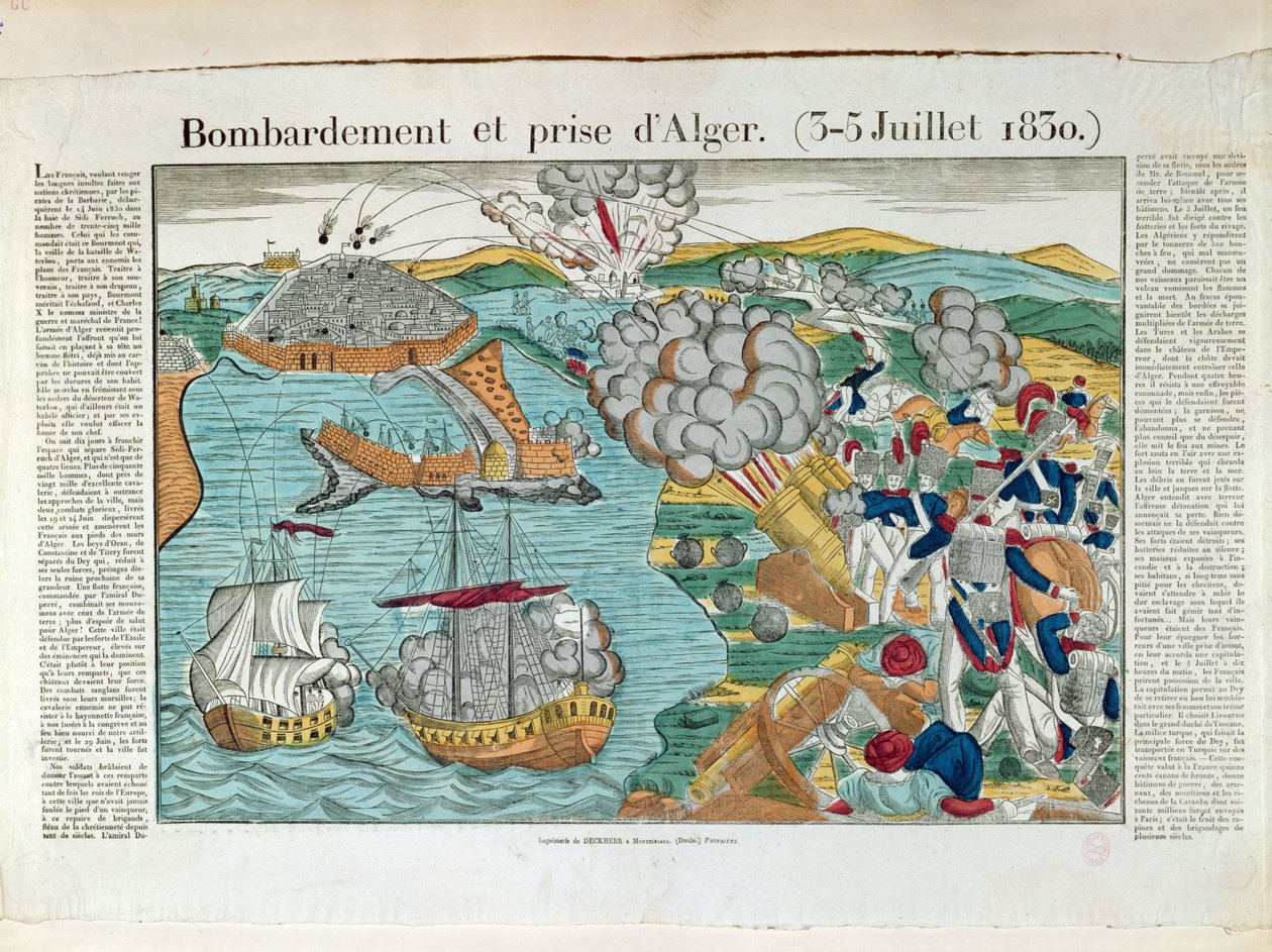 Cezayir Bombardımanı ve Kuşatması, 3 Temmuz 1830, c.1830-35 by French School