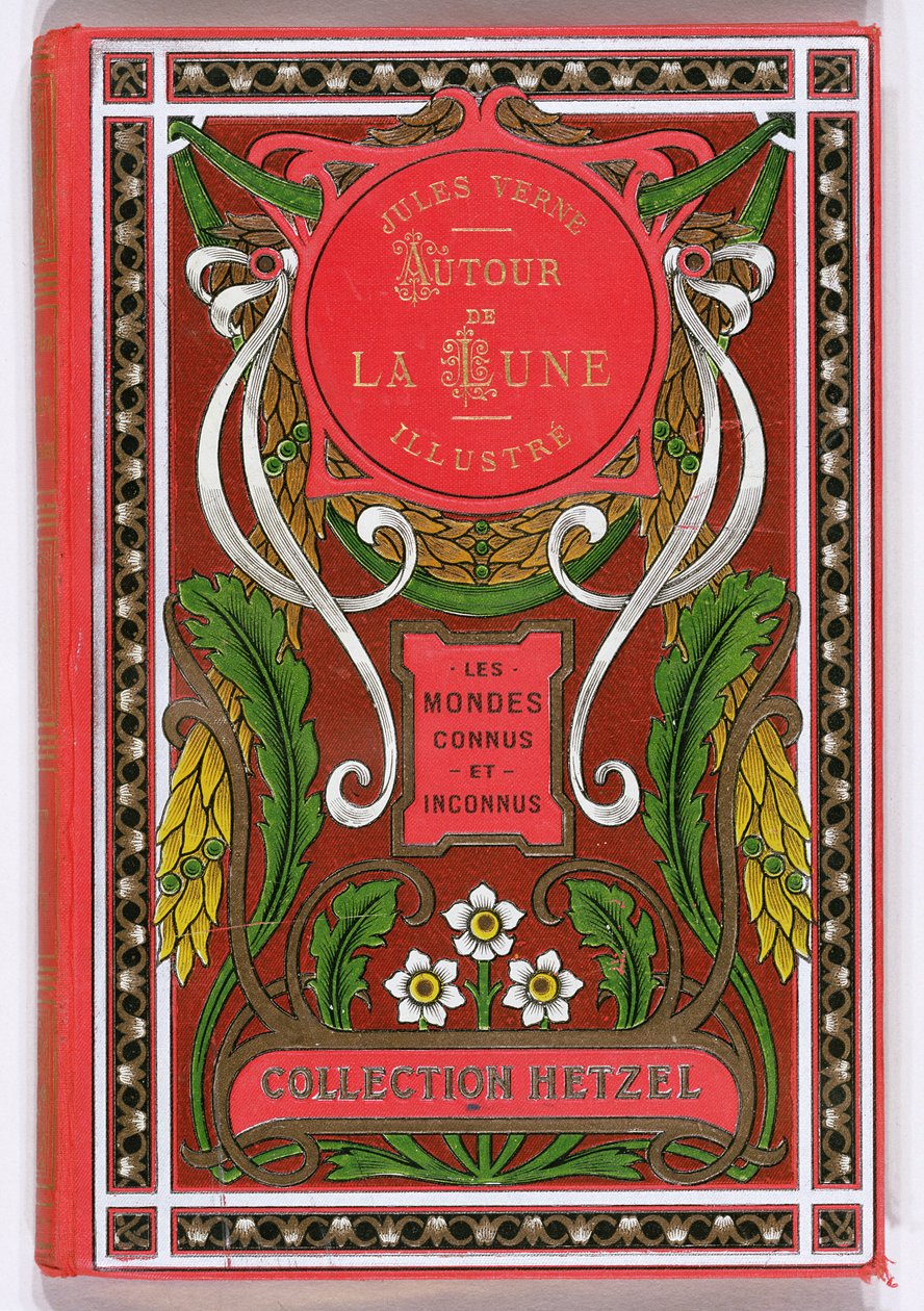 Ayın Etrafında Kitap Kapağı Jules Verne (1828-1905), Hetzel baskıları, 19. yüzyılın sonu by French School