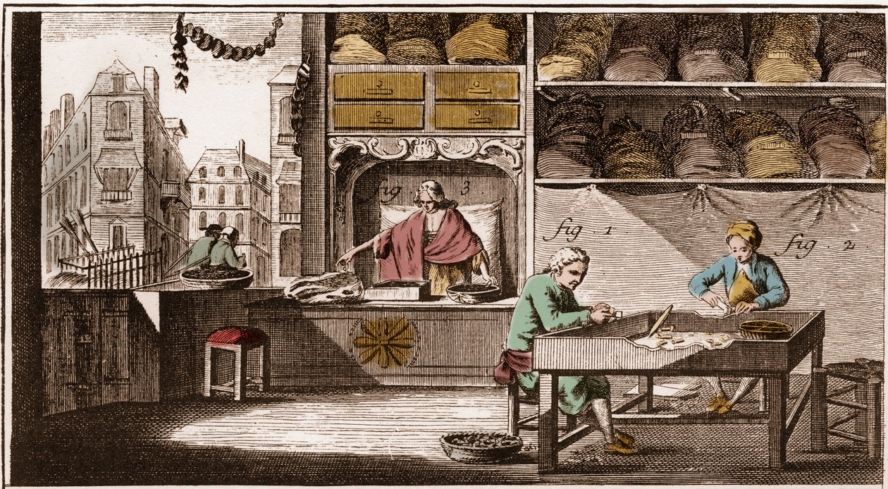 Bouchonnier, mantar tıpa imalatı - “” La Grande Encyclopédie, ou Dictionnaire Raisonne des Sciences, des Arts et des Metiers” (Bilim, Sanat ve Meslek Ansiklopedisi veya Sözlüğü) Denis Diderot (1713-1784) ve Jean d