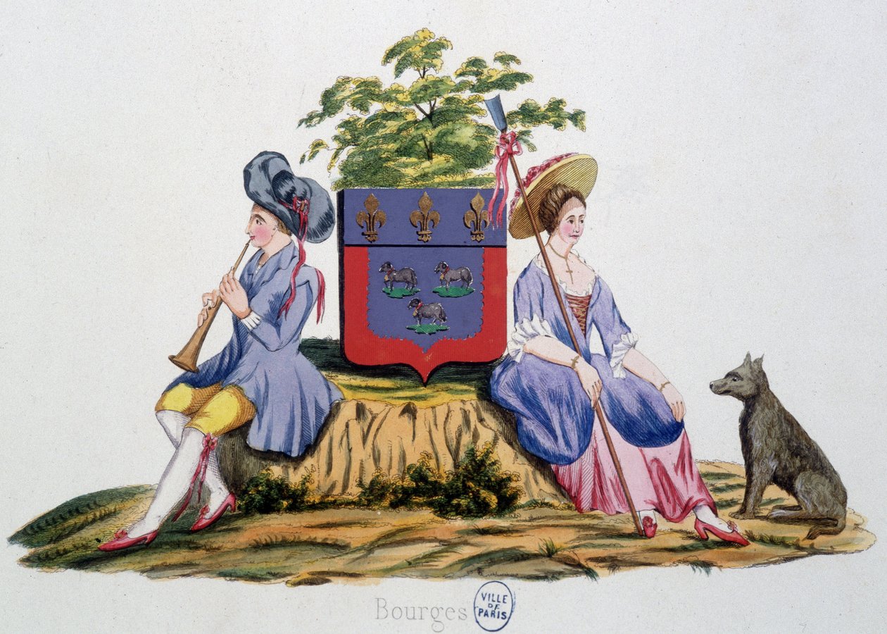 Bourges Blazon - H Traversier, Paris tarafından “” Fransa