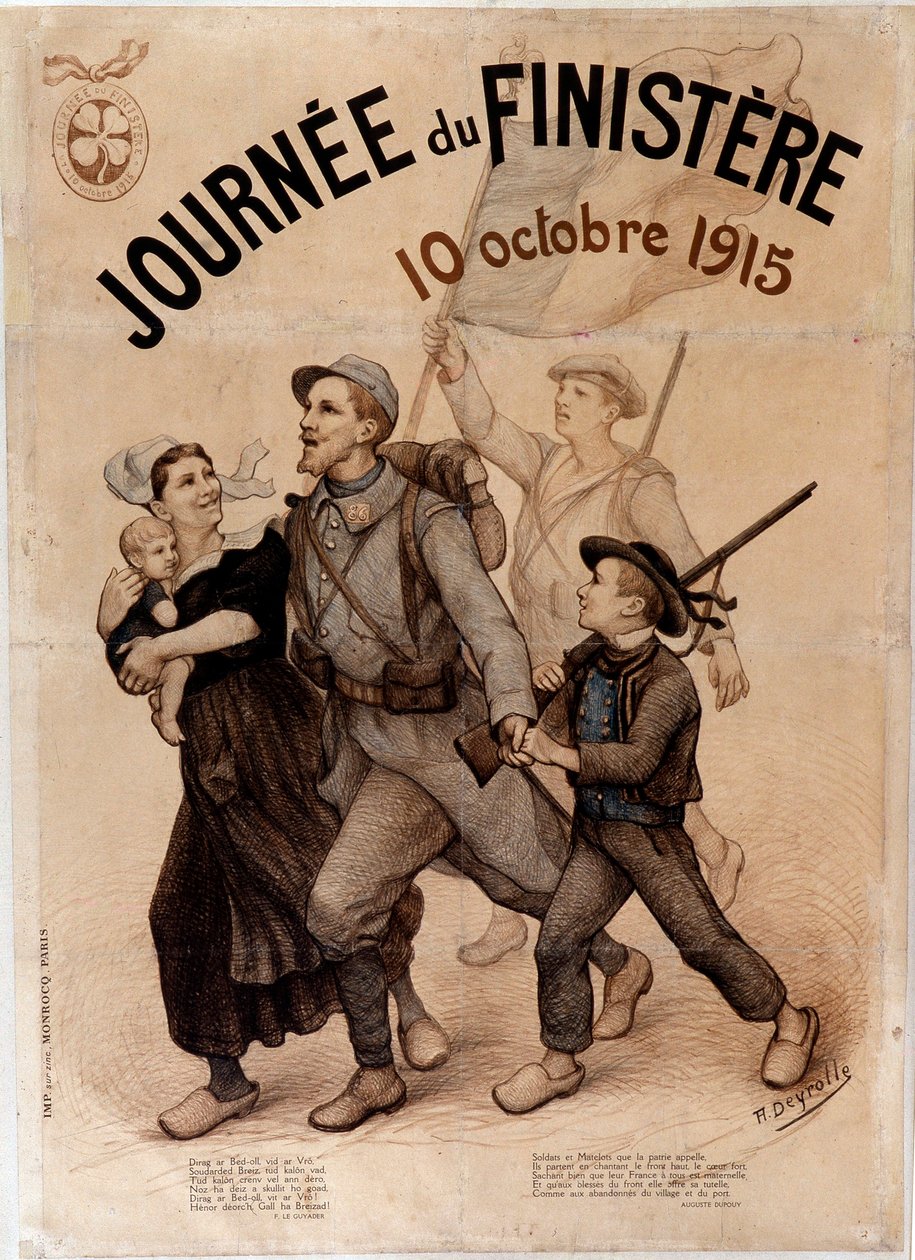 Breton askeri ve ailesi - “Finistere Günü” için poster, 10 Ekim by French School