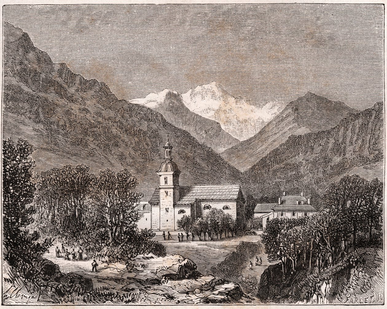 Brides-les-Bains (Brides les Bains) - Savoie - V.A. Malt-Kahverengi. 1884 by French School