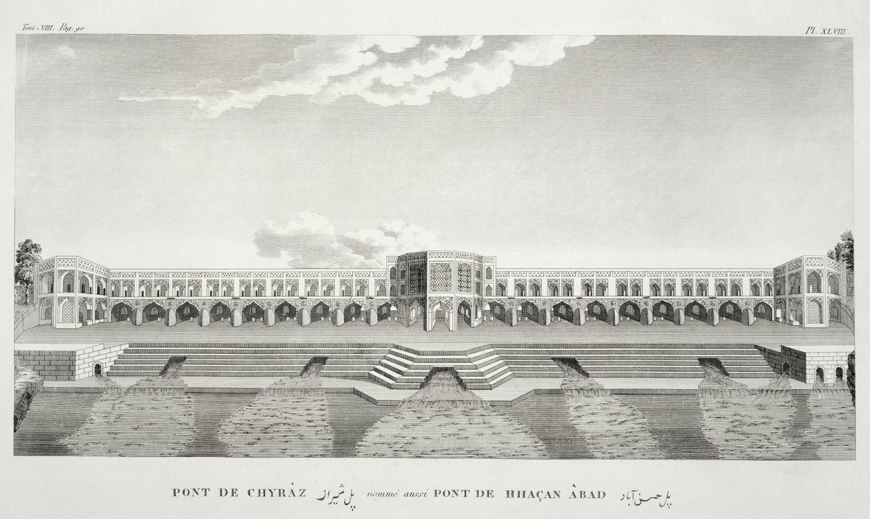 Şiraz Köprüsü, İsfahan, Voyages du Chevelier Chardin en Perse, et en autres Lieux dOrient, Jean Chardin (1643-1713), 1811