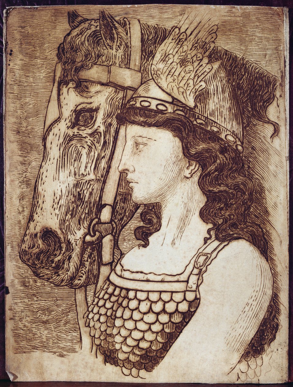 Brunnhilde, Richard Wagner'in 'Die Walkure' çizimi (1813-83) (gravür) by French School