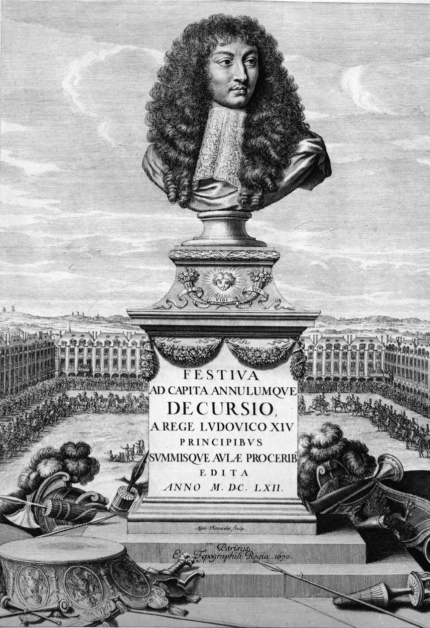 Büyük Louis XIV Büstü (1638-1715) - “” Festiva ad Capita Cancellumque Decursio, A Rege Ludovico XIV... “”, C. Perrault, Paris Imprimerie Royale by French School