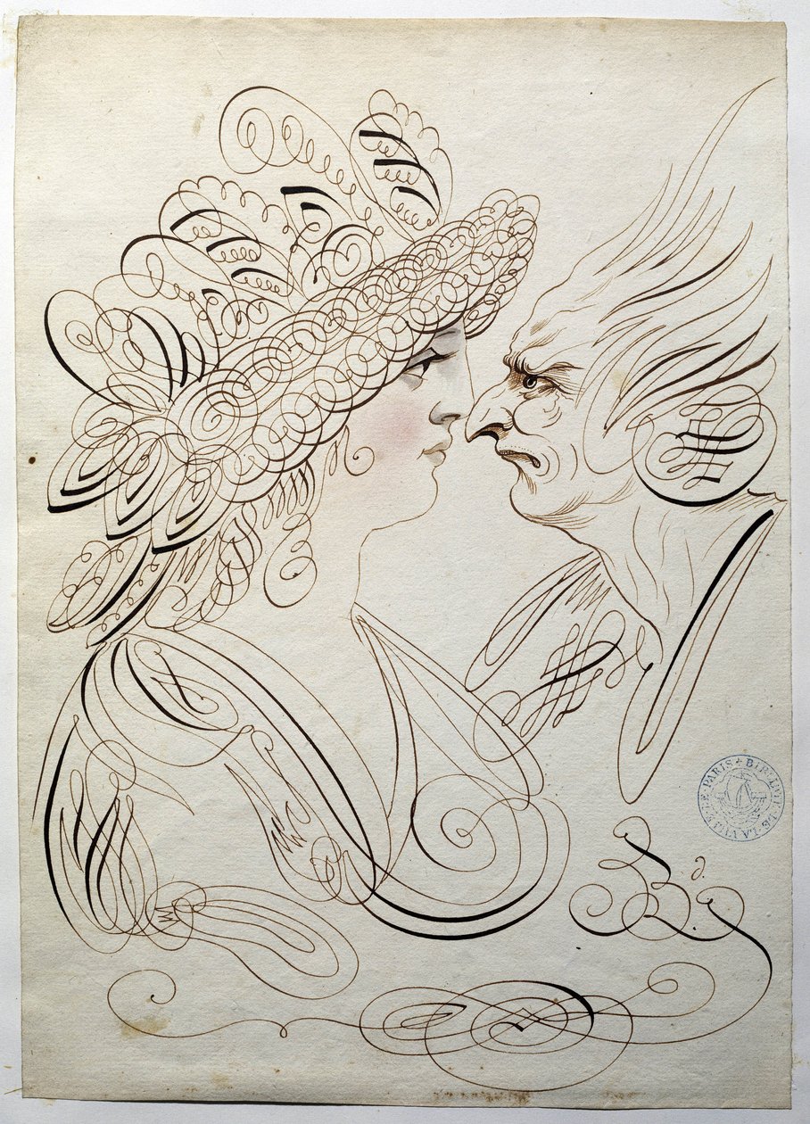 Kaligrafi: Bernard de Paris tarafından 1780 civarında profil portreleri. by French School