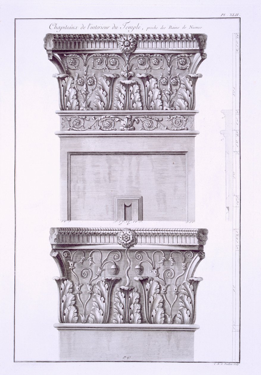 Roma Hamamları, Nimes yakınlarındaki tapınaktan başkentler. by French School