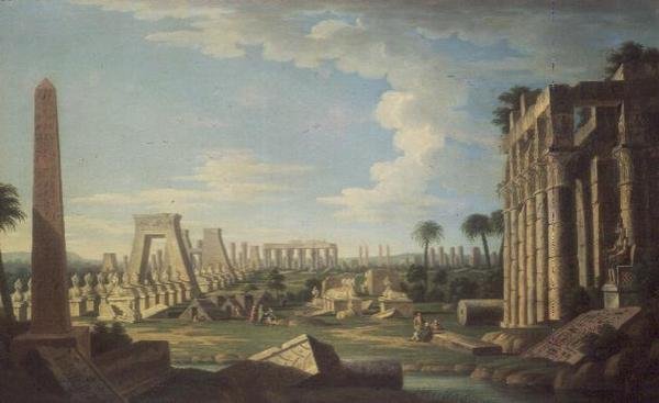 Mısır Harabeleri ile Capriccio (panelde yağ) by French School