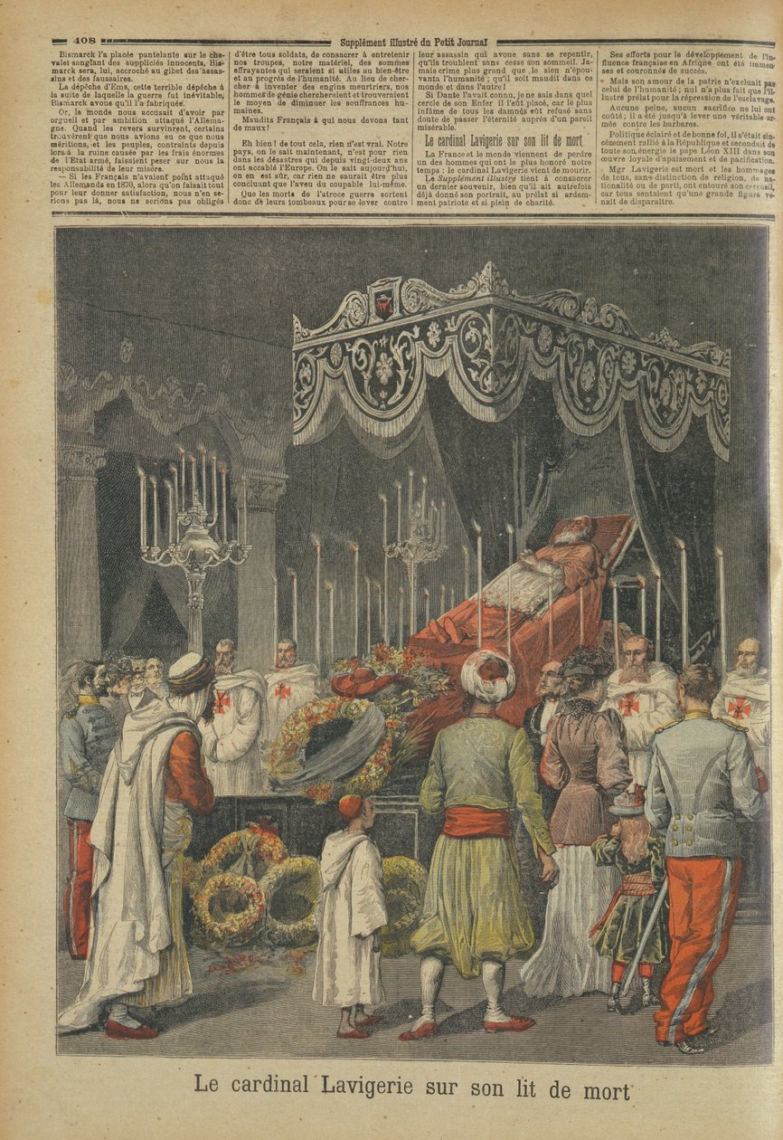 Kardinal Lavigerie (1825-92) Ölüm döşeğinde, Le Petit Journal