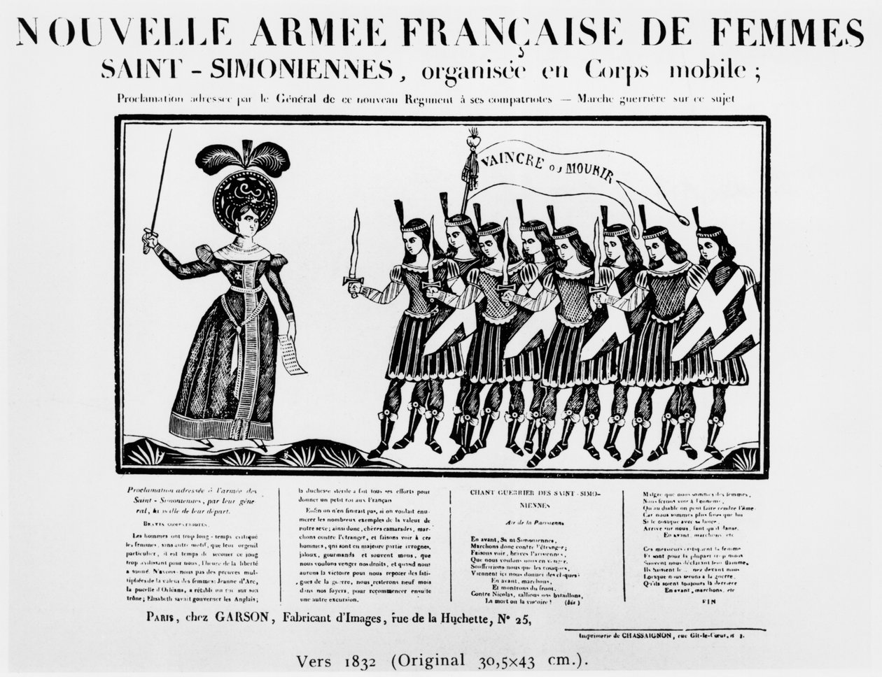 Saint-Simonlu kadınlardan oluşan yeni Fransız ordusunu betimleyen karikatür, 1832 dolayları by French School
