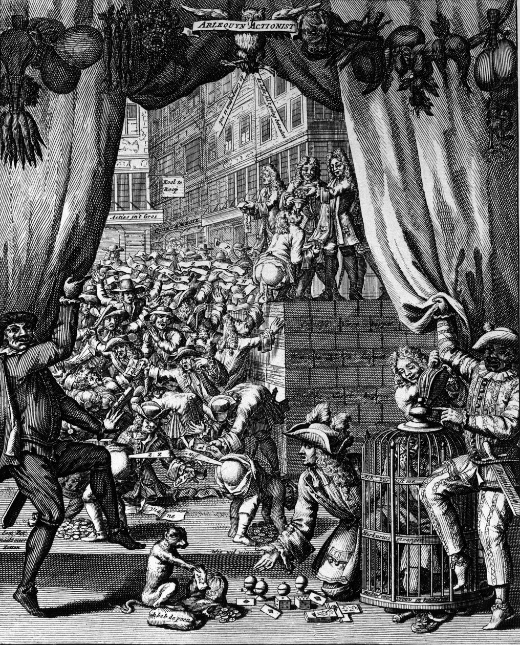 John Law sistemi üzerine karikatür, rue Quincampoix - John Law de Lauriston (1671-1729). Oymak by French School
