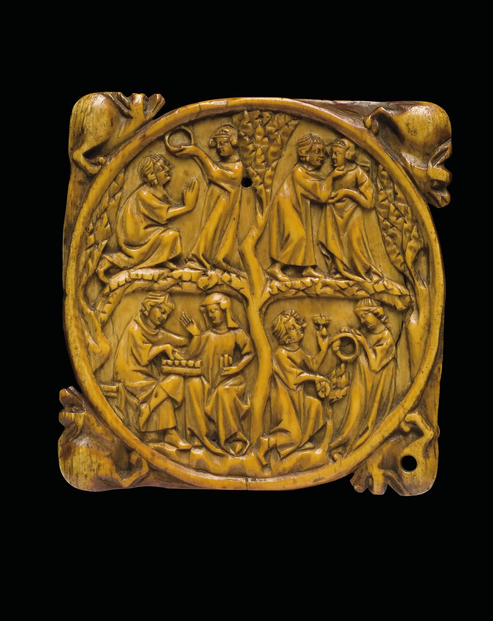 Oymalı aynalı kasa kapağı, Paris, c.1310-20 by French School