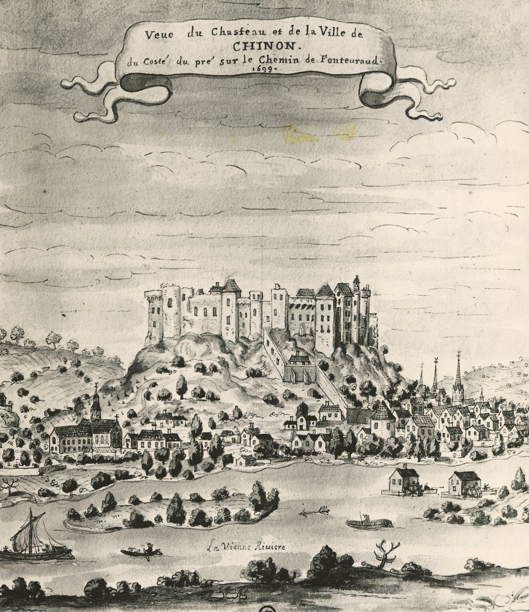 Chinon Kalesi ve Kasabası by French School