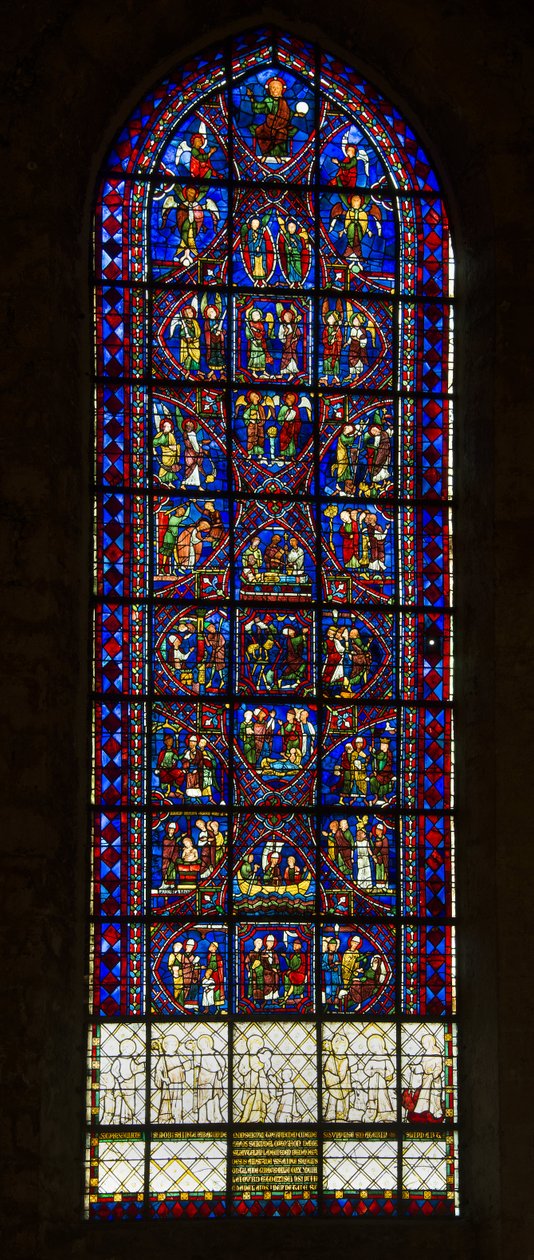 Chartres Katedrali, vitray: apollinary azizin hayatı ve meleklerin korosu by French School