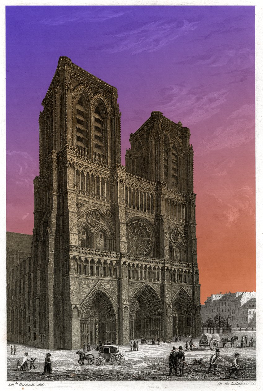 Notre Dame de Paris Katedrali. (gravür, yaklaşık 1850) by French School