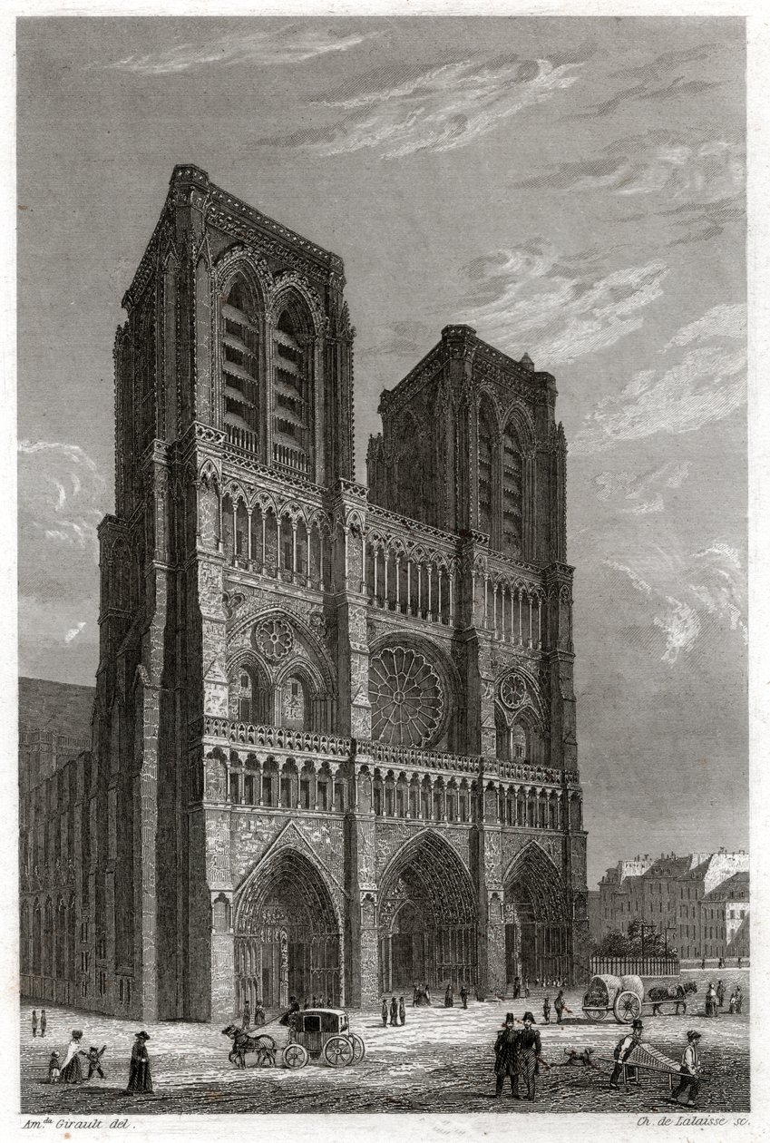 Notre Dame de Paris Katedrali. (gravür, yaklaşık 1850) by French School