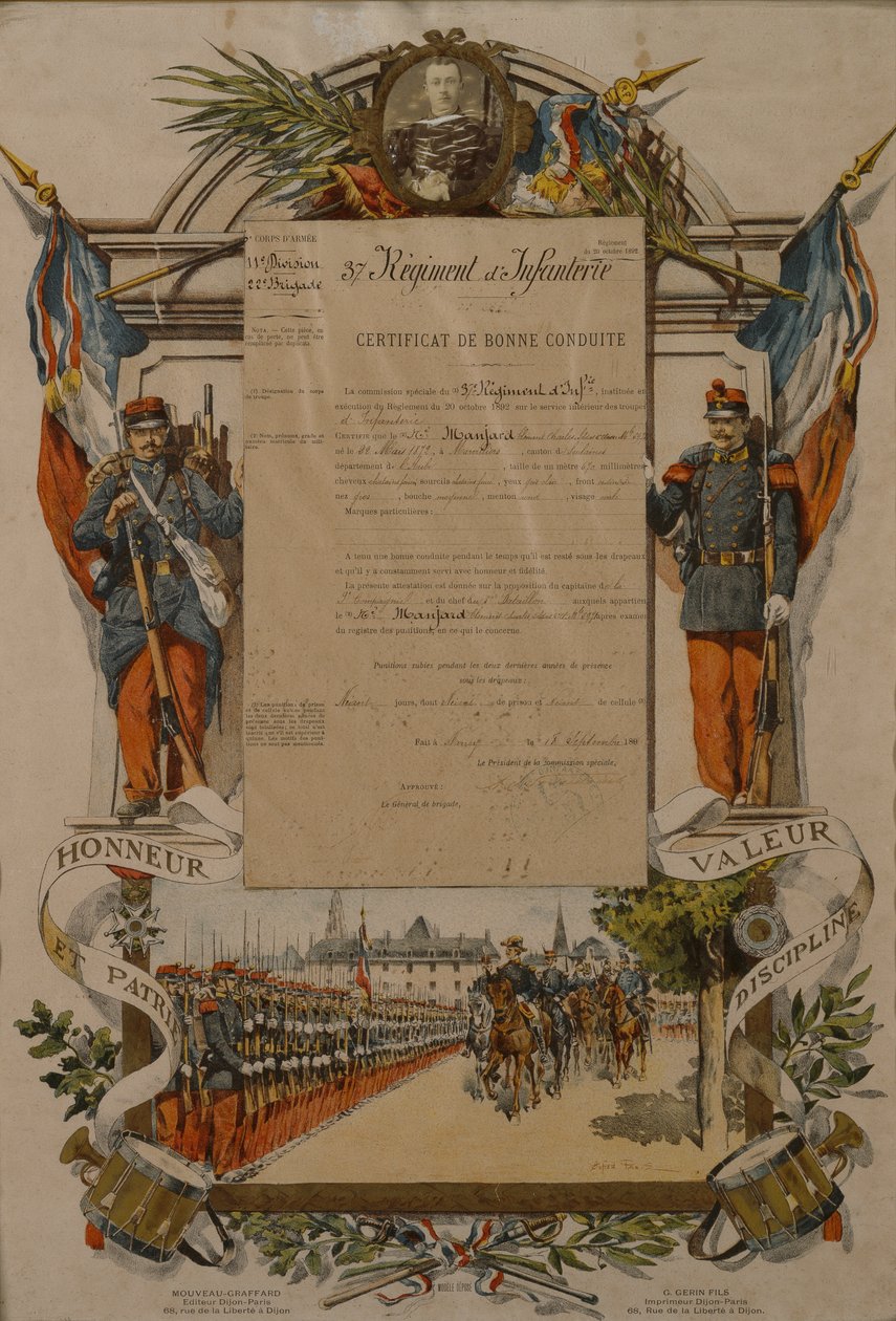 İyi hal belgesi, 37. Piyade Alayı, 1896 by French School