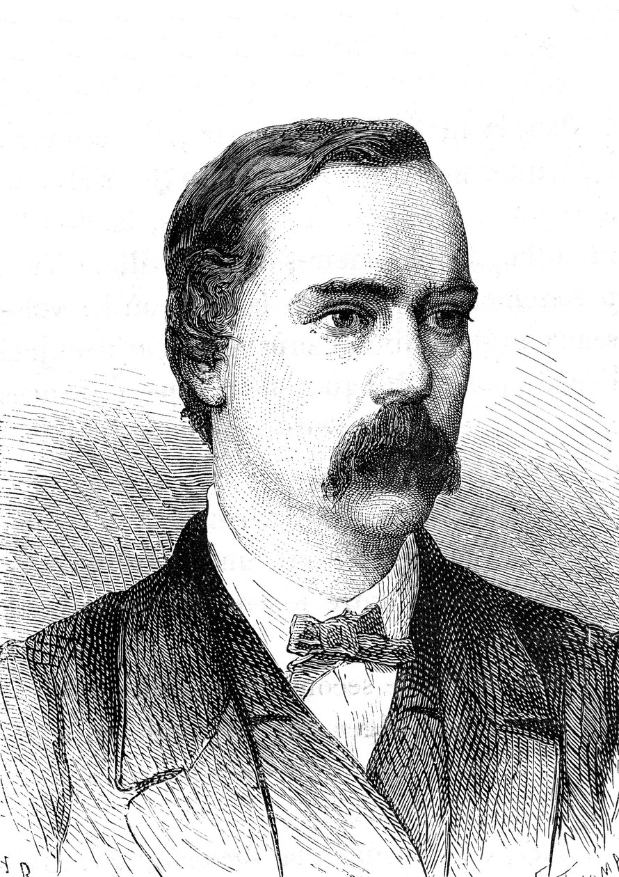 Charles BRIGHT (1832-1888), İngiliz mühendis, transatlantik telgraf kablosunun kurulumu. Gravür 1868 by French School