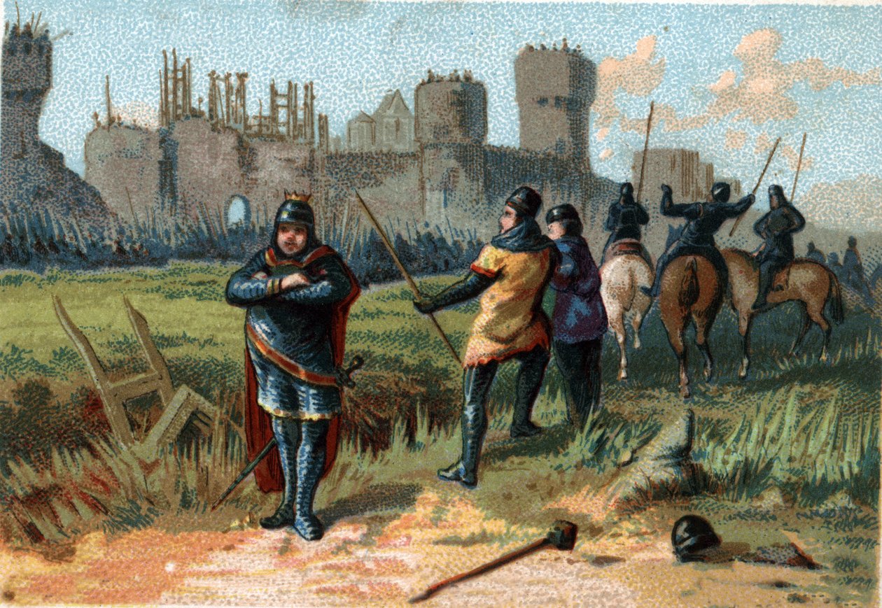 Charles III, Gros (839-888) Batı İmparatoru (881 - 887) ve Fransa Naibi (884 - 887), Normanlarla savaşmaya cesaret etmeden, emekliliklerini bir fiyata satın almayı tercih ederek Paris surları altında kamp kurdu. para. by French School