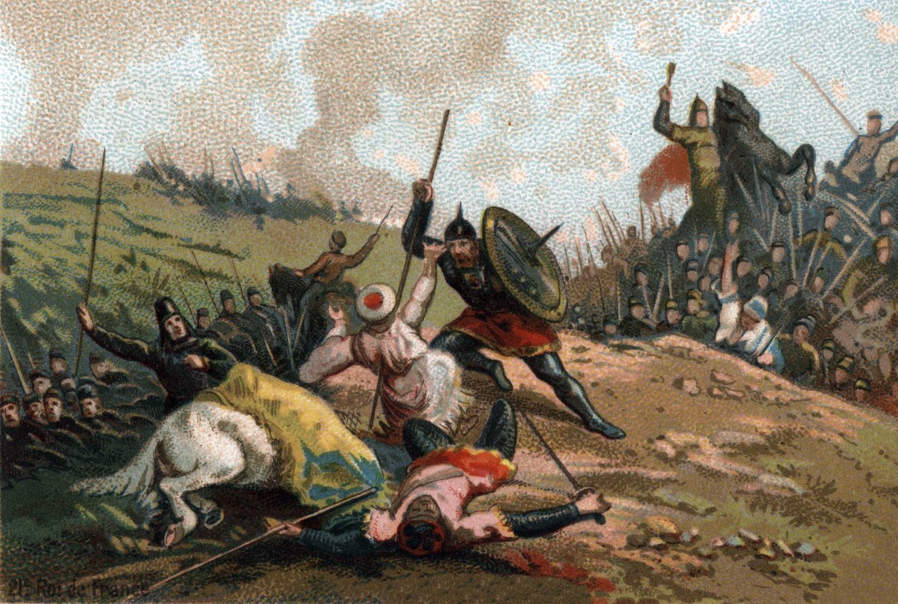 Charles Martel işgali durdurdu ve Sarazenlerin lideri Abdurrahman I veya Abderamane I (Abd al-Rahman) (731-788) Armee
