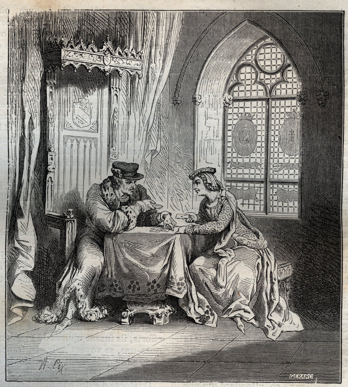 Charles VI (1380-1422) ve Odette de Champdivers - İyi Amaçlı Charles olarak bilinen Fransa Kralı VI. “Paris'te oyma iskambil kağıtları by French School