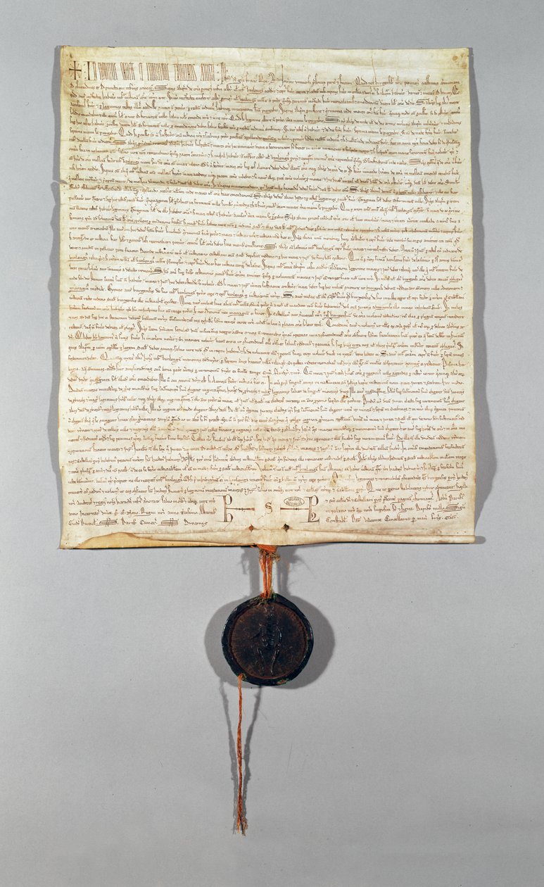 Philippe Auguste (1165-1223) tarafından verilen Peronne Komünü Bildirgesi 1209 (parşömen) by French School