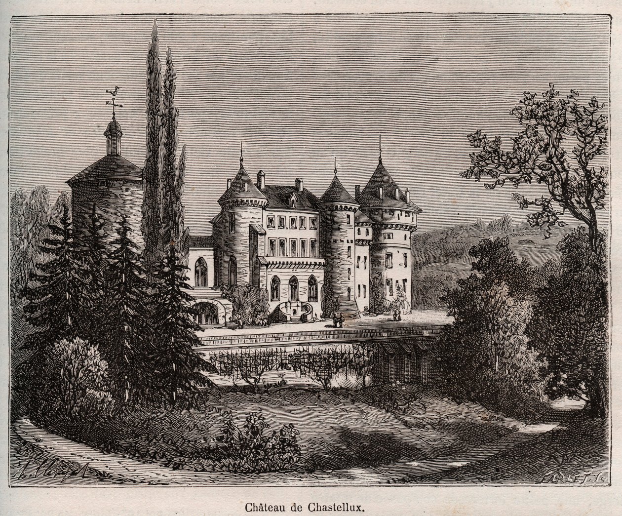 Chateau de Chastellux - Chastellux sur kür, Burgundy - V.-A. Malt-Kahverengi. 1884 by French School