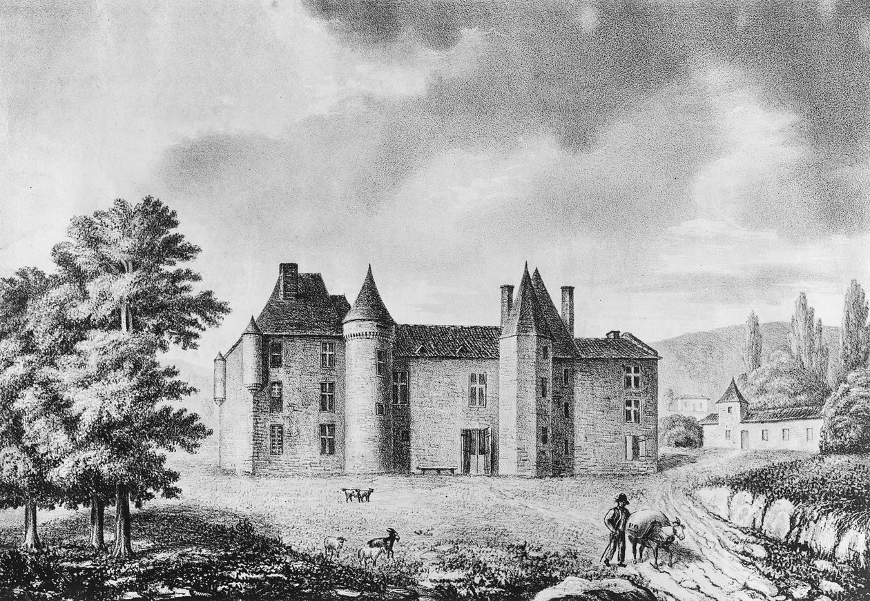 Chateau de Montaigne, Dordogne (gravür) by French School