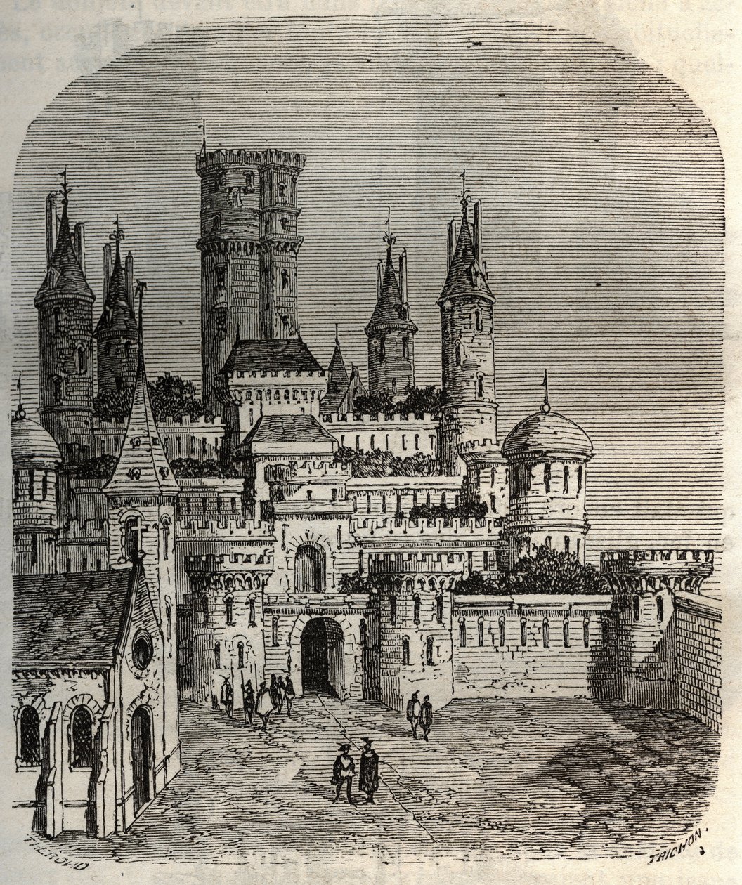 Chateau de Montlhery - eski Hurepoix ülkesindeki Montlhery komünündeki şato kalesi - Victor Duruy (1811-1894) - 1882 tarafından “Histoire de France”da gravür by French School