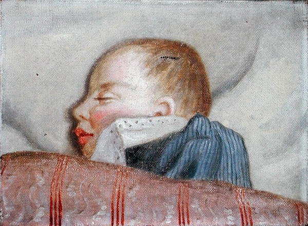 Uyuyan Çocuk, 19. yüzyıl sonu (tuval üzerine yağlı boya) by French School